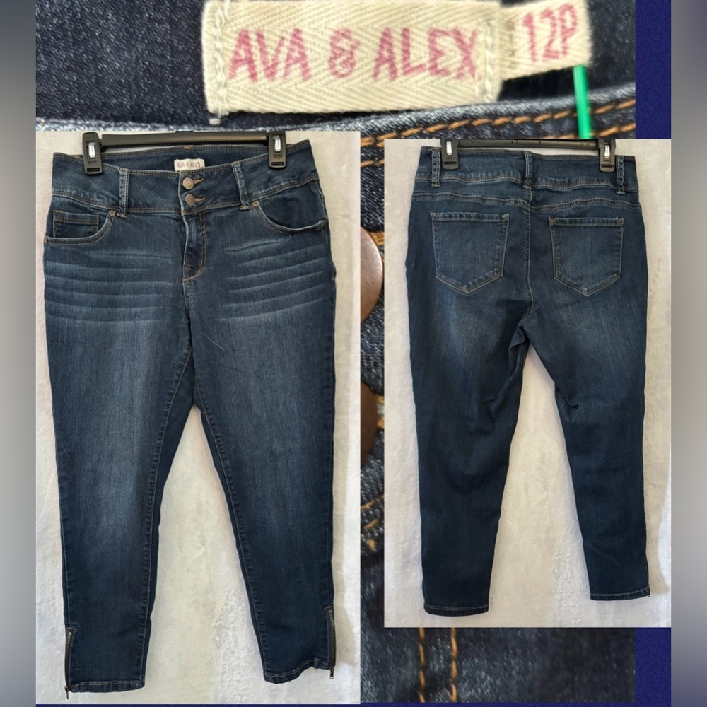 AVA & ALEX Dark Blue Cropped Capri Jeans SIZE 12P